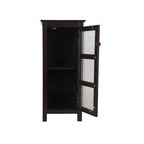 Home Wooden Bathroom Cabinet Floor & Glass Door Brown - 13D x 13.5W x 30.5H