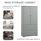 Tall Bathroom Storage Cabinet, Freestanding Storage Cabinet with Two Drawers and Adjustable Shelf
