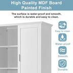 Tall Bathroom Storage Cabinet, Freestanding Storage Cabinet with Two Drawers and Adjustable Shelf