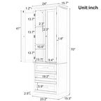 Tall Storage Cabinet with Three Drawers - N/A