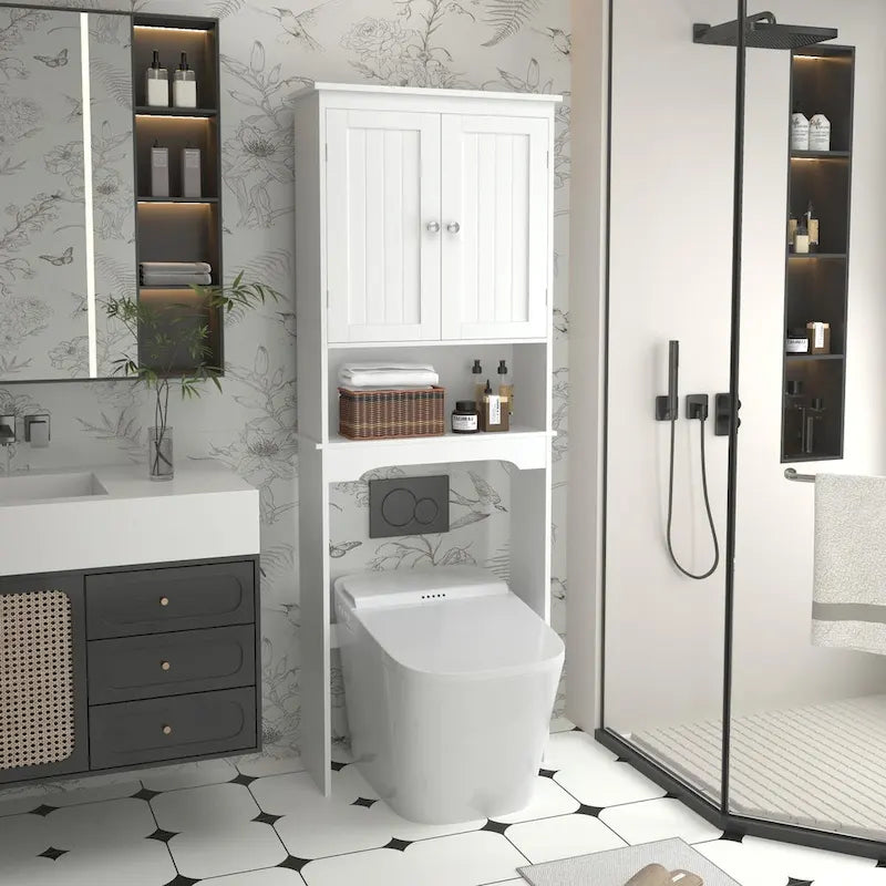 Over The Toilet Storage Cabinet, Bathroom Shelf Over Toilet, Bathroom Storage Cabinet Organizer,Wood Bathroom Space Saver