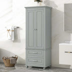 Bathroom Tall Storage Cabinet with Two Drawers