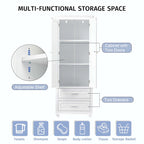 Bathroom Tall Storage Cabinet with Two Drawers