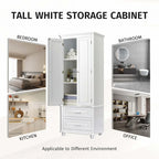 Bathroom Tall Storage Cabinet with Two Drawers