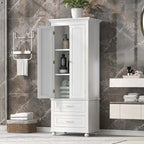 Bathroom Tall Storage Cabinet with Two Drawers