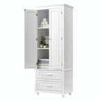 Bathroom Tall Storage Cabinet with Two Drawers