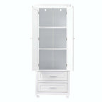 Bathroom Tall Storage Cabinet with Two Drawers