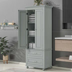 Bathroom Tall Storage Cabinet with Two Drawers