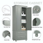 Bathroom Tall Storage Cabinet with Two Drawers