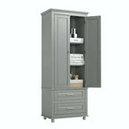 Bathroom Tall Storage Cabinet with Two Drawers
