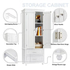 Tall Bathroom Storage Cabinet with Two Drawers and Two Doors