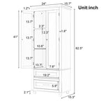 Tall Bathroom Storage Cabinet with Two Drawers and Two Doors