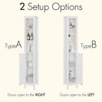 67 Tall Bathroom Storage Cabinet with Adjustable Shelves 1 Doors Freestanding Cabinet with Anti-Tip Open compartments in White