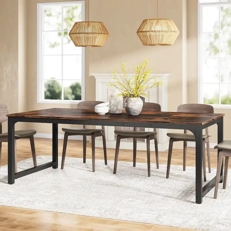 78.74 Inches Modern Dining Table for 8-10, Rectangular Kitchen Table - 78.7W x 39.4D