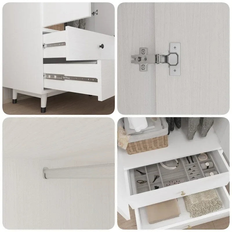 Wooden Armoire with 2-Drawer and 2-Door