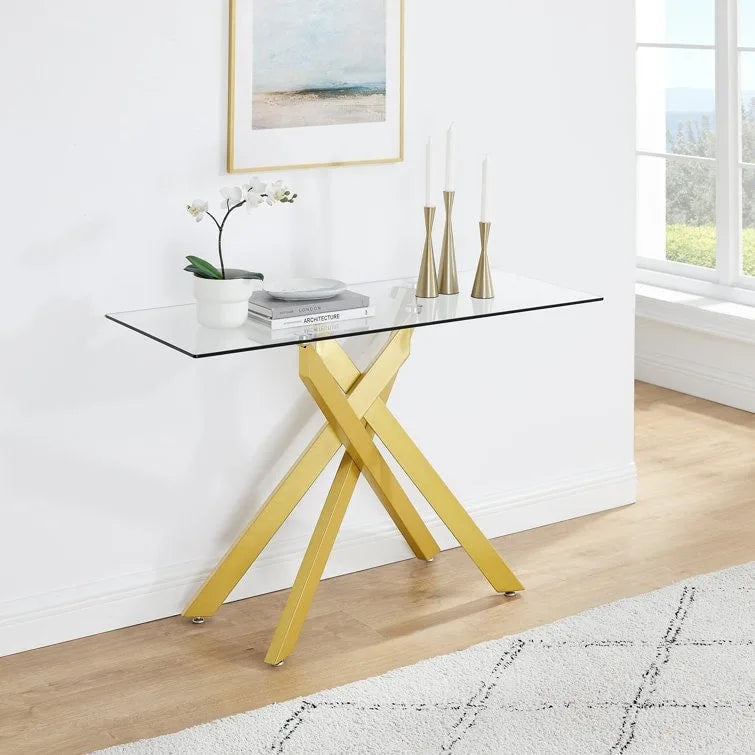 45.3 Glass Top Console Table - N/A