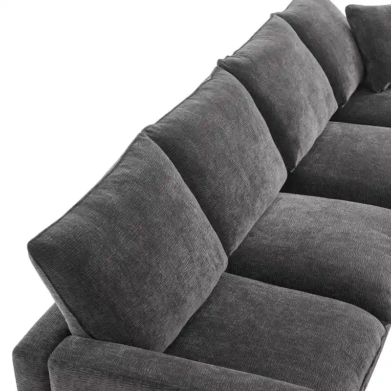 Nestfair Modern U Shape Modular Sofa 7 Seat Chenille Sectional Couch Set with 2 Pillows Included