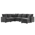 Nestfair Modern U Shape Modular Sofa 7 Seat Chenille Sectional Couch Set with 2 Pillows Included