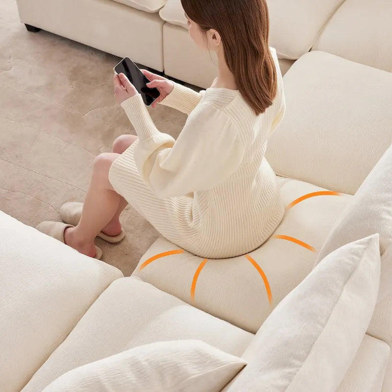 Nestfair Modern U Shape Modular Sofa 7 Seat Chenille Sectional Couch Set with 2 Pillows Included