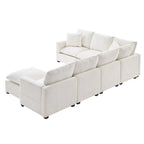 Nestfair Modern U Shape Modular Sofa 7 Seat Chenille Sectional Couch Set with 2 Pillows Included