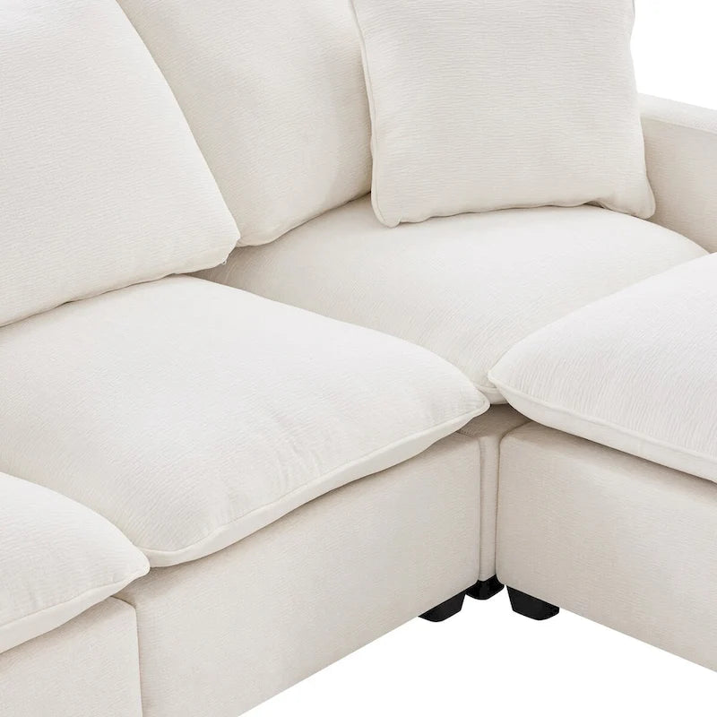 Nestfair Modern U Shape Modular Sofa 7 Seat Chenille Sectional Couch Set with 2 Pillows Included