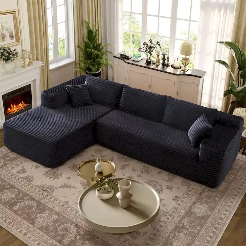 OVIOS Long Plush No Assembly Required Chaise Sofa