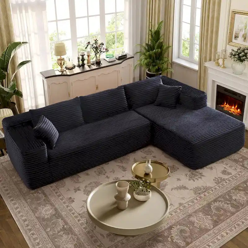 OVIOS Long Plush No Assembly Required Chaise Sofa