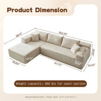 OVIOS Long Plush No Assembly Required Chaise Sofa