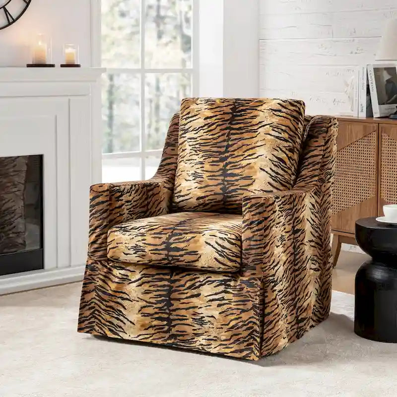 Stan Farmhouse Slipcover Rocking Swivel Chair by HULALA HOME