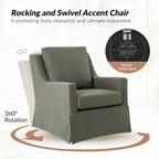 Stan Farmhouse Slipcover Rocking Swivel Chair by HULALA HOME