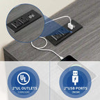 Moasis 3 Drawers Mobile LED Light Filing Cabinet with Charging Station Fit for A4/Letter Size