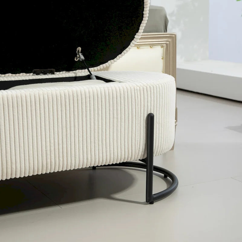 Storage Ottoman,Bedroom End Bench,Upholstered Fabric Storage Ottoman with Safety Hinge,Entryway Padded Footstool