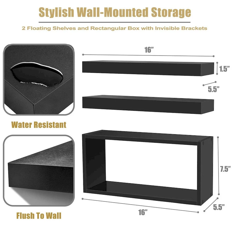 Sorbus Floating Shelves for Wall Set of 3 - 16 L X 5.5 W X 7.75H