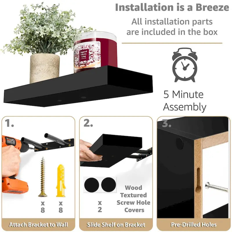 Sorbus Floating Shelves for Wall Set of 3 - 16 L X 5.5 W X 7.75H