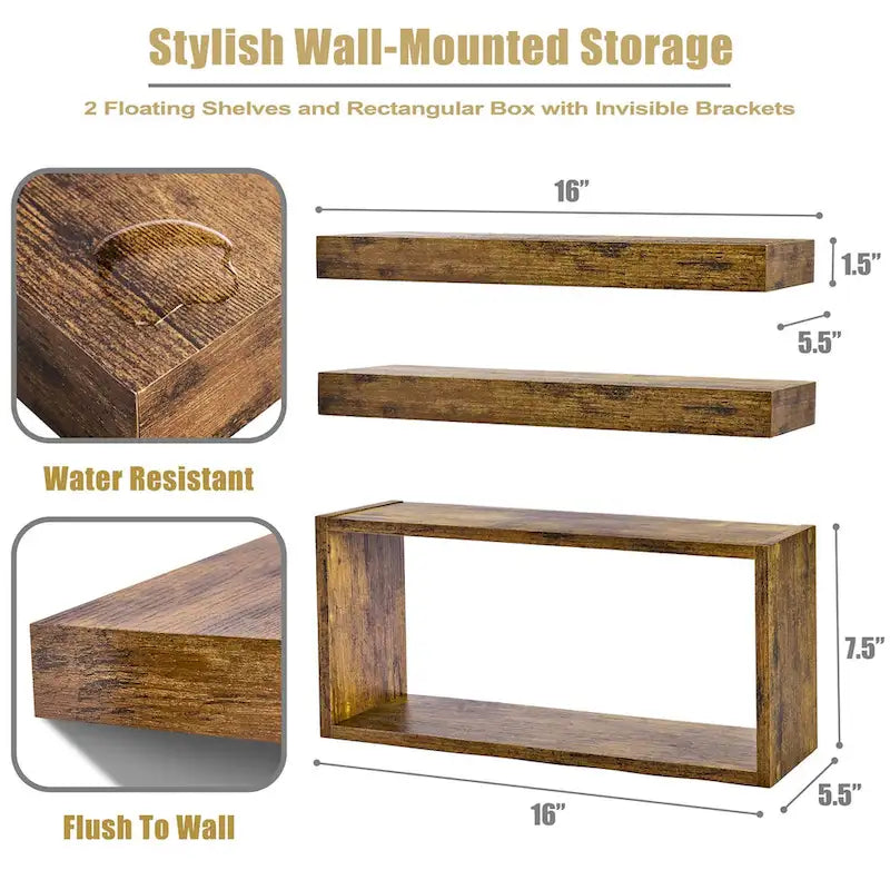 Sorbus Floating Shelves for Wall Set of 3 - 16 L X 5.5 W X 7.75H