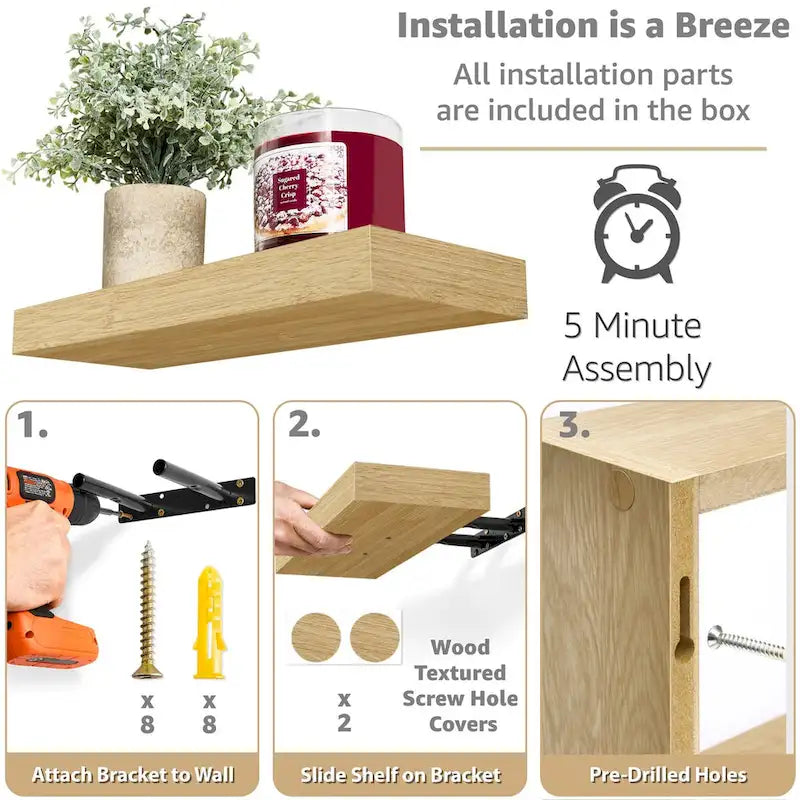 Sorbus Floating Shelves for Wall Set of 3 - 16 L X 5.5 W X 7.75H