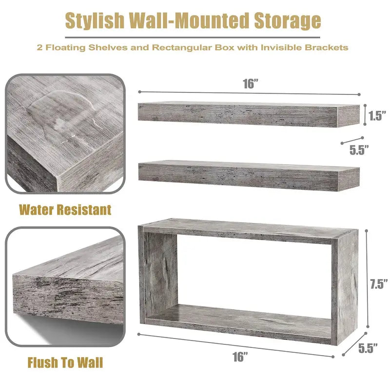 Sorbus Floating Shelves for Wall Set of 3 - 16 L X 5.5 W X 7.75H