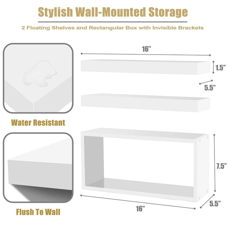 Sorbus Floating Shelves for Wall Set of 3 - 16 L X 5.5 W X 7.75H