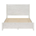 LUE BONA Pine Platform Bed with Distressed Headboard, Solid Wood Queen Bed Frame/King Bed Frame/Full Bed Frame