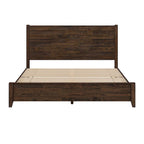 LUE BONA Pine Platform Bed with Distressed Headboard, Solid Wood Queen Bed Frame/King Bed Frame/Full Bed Frame