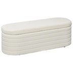 HOMCOM 46  Storage Ottoman Bench, Teddy Fleece Upholstered Boucle Storage Bench with Wood Frame, Bedroom Bench for Living Room