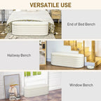 HOMCOM 46  Storage Ottoman Bench, Teddy Fleece Upholstered Boucle Storage Bench with Wood Frame, Bedroom Bench for Living Room