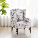 Accent Armchair with Turned Legs Set of 2 Blue/ Beige / Grey