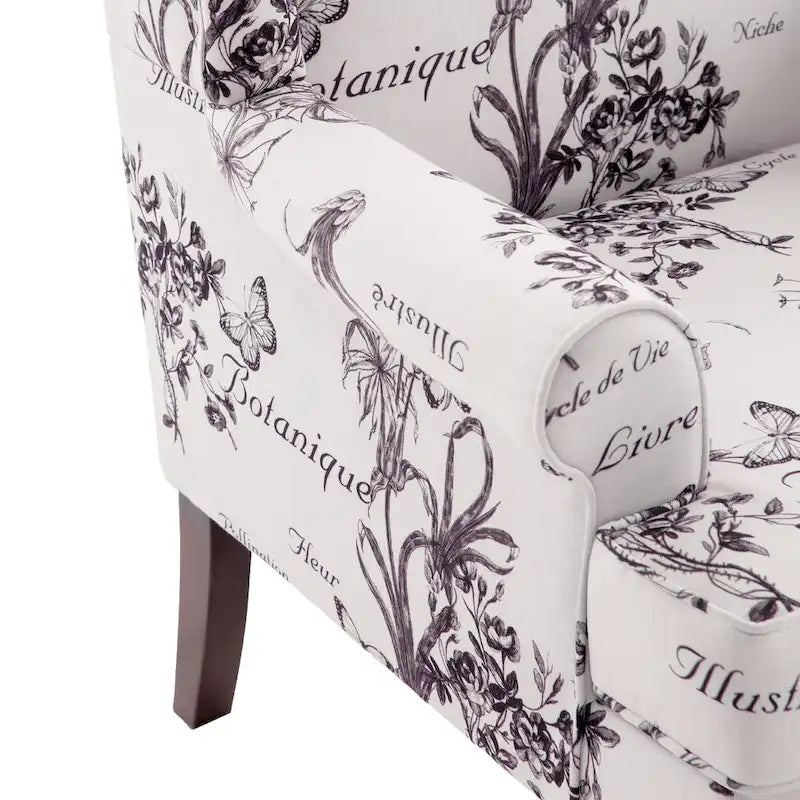 Accent Armchair with Turned Legs Set of 2 Blue/ Beige / Grey