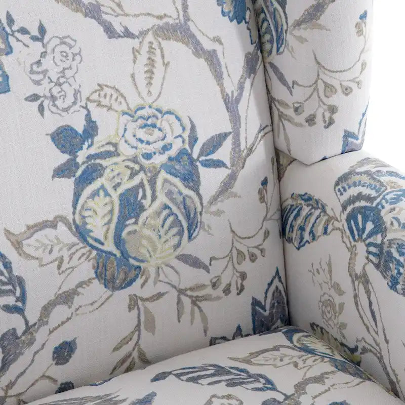 Accent Armchair with Turned Legs Set of 2 Blue/ Beige / Grey