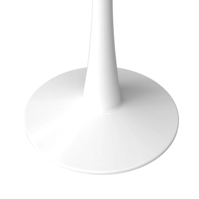 Bristol Round Dining Table for 4, 35  Sintered Stone Tabletop with White Stainless Steel Pedestal Base