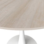 Bristol Round Dining Table for 4, 35  Sintered Stone Tabletop with White Stainless Steel Pedestal Base