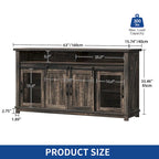 Moasis 63 W Farmhouse Sideboard Buffet Cabinet with 2 Sliding Barn Doors & 2 Visual Grid Doors