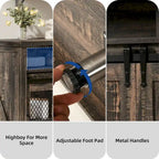 Moasis 63 W Farmhouse Sideboard Buffet Cabinet with 2 Sliding Barn Doors & 2 Visual Grid Doors