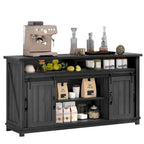 Moasis 63 W Farmhouse Sideboard Buffet Cabinet with 2 Sliding Barn Doors & 2 Visual Grid Doors